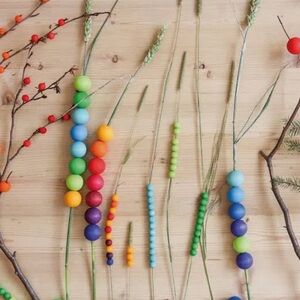 Grimms Lacing Beads Various Sizes Shapes Wooden Non Toxic